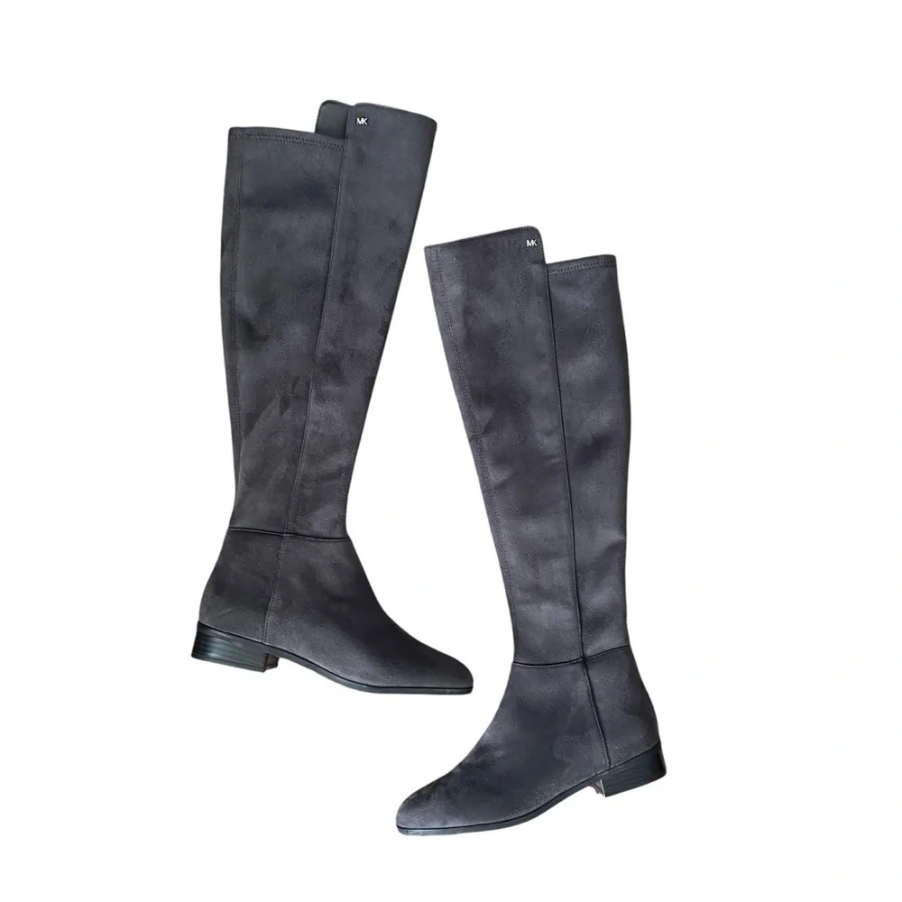 Michael Kors Bromley Gray Faux Suede Knee-High Riding Boots Size 6M